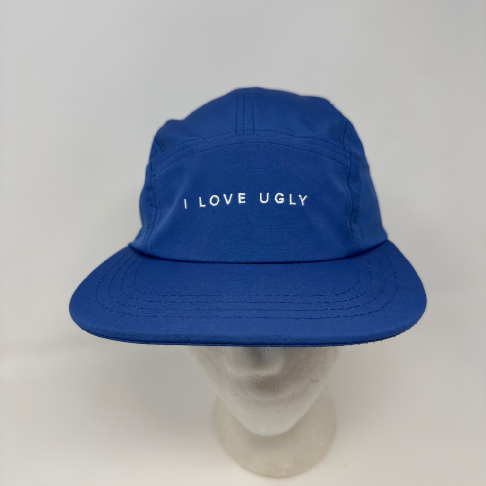 I‎ Love Ugly Blue 5 Panel Camper Hat Embroidered Logo Adjustable Strapback Cap